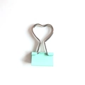 Mint green heart-shaped long tail clip with silver metal handle on white background - 2.0CM*3.5CM / Green