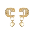 Elegant gold-tone layered clip-on earrings featuring polished heart-shaped pendants - Copper / Gold