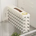 Medium 5-tier transparent food storage box with handle and date tracker for dumplings - Medium - 5 Tiers / Cream White