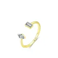 Minimalist 925 sterling silver gold geometric ring with marquise and rectangle zircons - US 5 / Gold