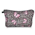 Detail of a makeup bag with pink butterflies and leopard print and a black zipper closure - Pink Butterfly Black White Leopard (030909)