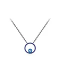 S925 Silber Halskette mit blauem Evil Eye Anhänger und dunkler oxidierter Kette - Klassischer Blauer Böser Blick Ring Stil (RHN1992)