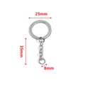 Porte-clés en acier inoxydable argenté avec anneau 25mm et chaîne de 35mm - Anneau Plat 25mm + Chaîne Torsadée