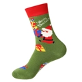 Green Christmas terry socks with Santa Claus pattern and Merry Christmas text - Green Santa Claus Pattern (M01)