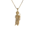 Collana con ciondolo Dio del Sole in oro con zirconi micro-pave e catena box - 0372YH-Figura della Santa Muerte