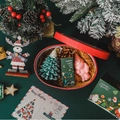 Christmas scented candle gift set with green tree, pink Santa, and red round box - Long Beard Santa/Tree Combo