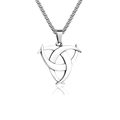 Vintage silver stainless steel triquetra symbol pendant necklace with box chain - Valknut Triangle + Stainless Steel Chain