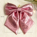 Pink Christmas bow with sequins and golden hanging wire, size 40cm by 35cm - Pink 35X40CM Sequin Bow