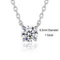 Classic 925 sterling silver 1 carat moissanite solitaire pendant necklace in silver - Four Prong Moissanite (FDDZ-073) / 6.5mm/1 Carat