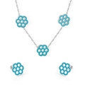 Stahl/Himmelblaue Blume