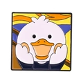 Enamel pin featuring a cartoon white duck mimicking The Scream painting in a square frame - The Scream Parody Duck (XZ6929)