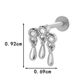 Silver F136 titanium piercing with three zircon drops and triple hoop dangle charm - Three Rings Fringe Style (0195-9#) / Silver