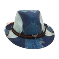 Children's western style patchwork jazz hat with leather band and metal bull head - Little Bull Head Decoration (Heart Top) / Royal Blue
