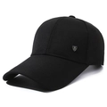 Black cotton baseball cap with extended brim and metal shield M 1992 emblem - Adjustable / Black