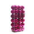 36pcs magenta Christmas ball ornaments set with mixed textures in transparent box - 4cm/36pcs / Rose Red