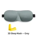 Grey 3D contoured sleep mask with high-elastic strap and yellow foam earplugs set - Gray / With Earplugs