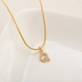 Gold plated letter Q necklace with micro-pave cubic zirconia on a minimalist snake chain - Letter Q(XN-05-Q) / Gold