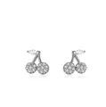 Pendientes de cereza en plata 925 con acabado de espejo y cristales brillantes - Un Par / Plateado
