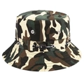 Army green camouflage bucket hat with a wide brim and adjustable sport strap - Adjustable / Yellow Camouflage