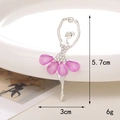 Detail view of ballet dancer resin charm showing 5.7cm height and purple stone skirt - D539 Resin Girl (Silver Purple)