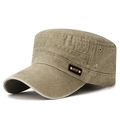 Berretto cadet in cotone lavato kaki con occhielli e stemma sportivo laterale - Regolabile / Beige