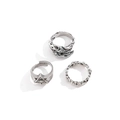 3-teiliges Vintage-Silberring-Set mit Drachenklaue und Hexagramm-Auge-Motiv für Herren - Antiksilber 3-teiliges Ring-Set (04284)