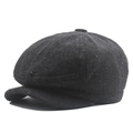 Dark grey herringbone newsboy cap with colorful fibers and wool texture for men - L (58-60cm) / Herringbone Dark Grey Colorful Dots