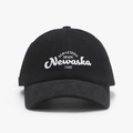 Black cotton baseball cap with white 1985 3D embroidery and curved brim style - Adjustable / Black
