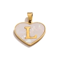 Golden heart-shaped pendant with white mother-of-pearl inlay and golden letter L - L / Gold