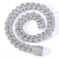 Luxurious 18mm S925 silver Cuban link chain necklace with sparkling moissanite stones - 7" / 18mm Wide / Silver