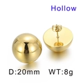 Minimalist 20mm hollow golden half-sphere stainless steel stud earrings for women - 20mm Gold