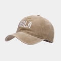 Close-up of vintage khaki NOLA embroidery on washed cotton baseball cap texture - Adjustable / Khaki