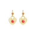 Boucles d'oreilles cœur dorées élégantes avec pierre rouge et fermoir crochet - Pendentif Coeur Français en Émail Zirconia (E303215) / Or Rouge