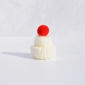 Mini white knitted finger hat with a red pompom for Christmas DIY decorations - Cream White Knit Hat with Red Pompom 1PC