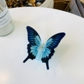 Blue gradient butterfly hair claw clip with realistic wing texture on white background - Approx 8.5cm / Blue & Black Gradient