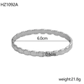 Minimalist silver steel bracelet with rectangular block texture and 6.0cm inner diameter - Inner Diameter 6.0cm Width 0.6cm / Silver (Bamboo)