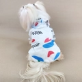 White heart pattern waterproof dog sun protection hoodie for small breed pets - S / Multicolor