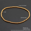 2mm golden stainless steel stretch bead bracelet with 3-layer 18K gold plating finish - 2mm / Gold