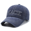 Vintage washed cotton baseball cap in navy blue with MACK 3D embroidery and curved brim - Adjustable / Navy Blue