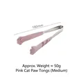 Pink cat paw food tongs with stainless steel handle, medium 180mm size for kitchen use - Medium / Pink