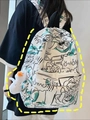 Zaino impermeabile con stampa graffiti per studenti e ciondolo a forma di papera - Senza Ciondolo / Bianco
