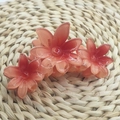 Gradient red-orange resin hair claw clip with triple frangipani flower design - Triple Daisy [Red]