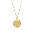 Golden stainless steel necklace with a beaded round pendant featuring a raised letter P - Letter P