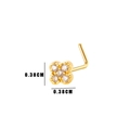 Gold-tone L-shaped nose stud featuring a 0.38cm clover design with clear zircon crystals - No.3 Gold Clover (HSPJ0149)
