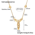 Gold stainless steel ocean series necklace with layered flower charm and zircon - 40+5cm / Gold Bell Necklace (TXP340)
