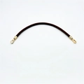 Detail of dark brown PU leather shoulder strap with golden metal lobster hooks - 35cm / Brown