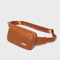 Braune Gürteltasche aus PU-Leder mit Rautensteppung und verstellbarem Gurtband - Braun