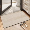 Absorbent rectangular bath mat in beige stripe pattern with black borders for bathrooms - Lawrence Khaki (patented Coating)