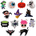 Set di 12 toppe ricamate di Halloween con zucca, fantasma e motivi di gatto nero - Set da 13 pezzi Set E