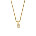 Collana a catena ritorta placcata oro 18K con ciondolo lettera B e perle bianche - Lettera B
